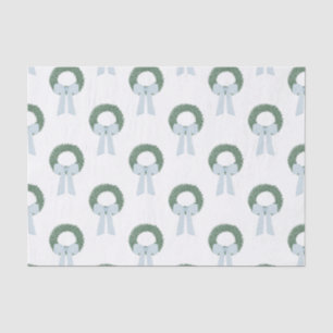 Papel De Seda Watercolor Blue Gingham Sash Wreath