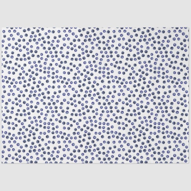 Papel De Seda Watercolor Blueberry Pattern Tissue Paper (Frente )
