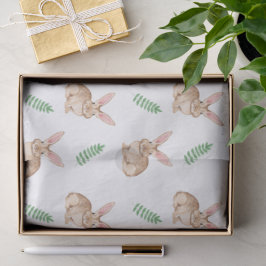 Papel De Seda Watercolor Bunny And Greenery Easter Pattern