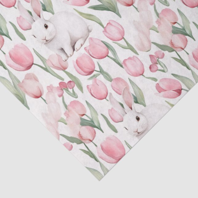 Papel De Seda 🌷🐇Watercolor Bunny & Tulip Easter  (Detalhes)