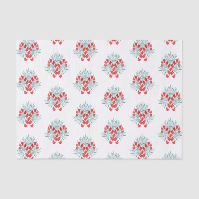 Papel De Seda Watercolor Candy Cane Garland (Frente )