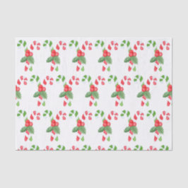Papel De Seda Watercolor Candy Cane Natal