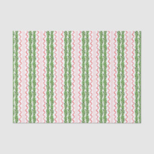 Papel De Seda Watercolor Christmas Garland & Red Ribbon Stripes