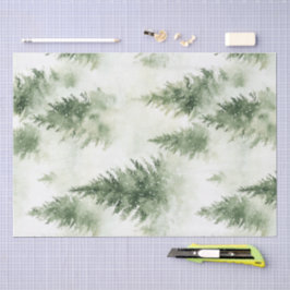 Papel De Seda Watercolor Christmas Tree Holiday Pattern
