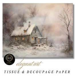 Papel De Seda Watercolor Cottage Landscape