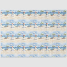 Papel De Seda Watercolor Cute Snowman em Férias