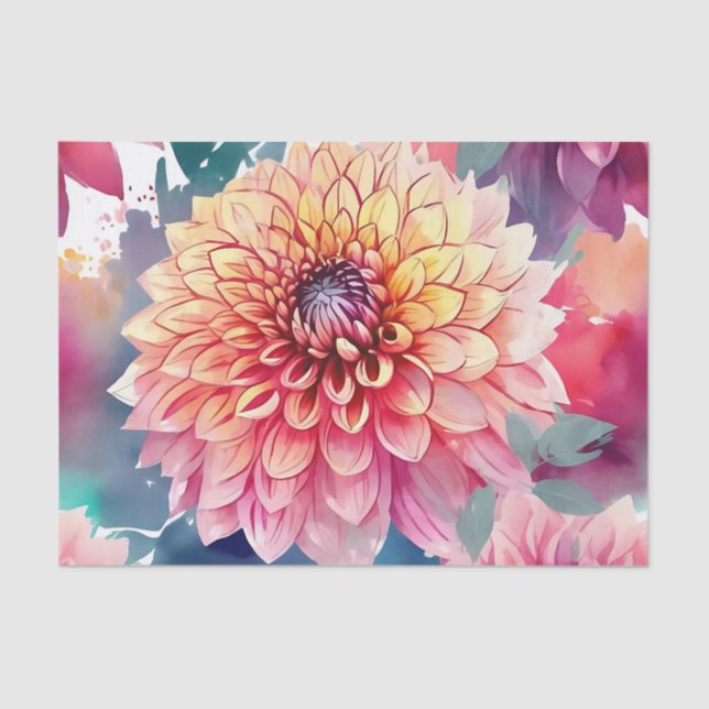 Papel De Seda Watercolor Dahlia Summer (Frente )