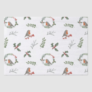 Papel De Seda Watercolor English Robin Christmas Gift