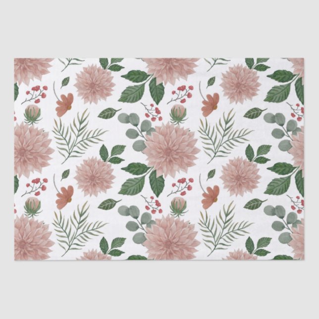 Papel De Seda Watercolor Eucalyptus Leaf Floral (Frente )