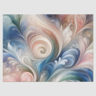 Papel De Seda Watercolor Fantasy Floral Pastel Blue & Cream