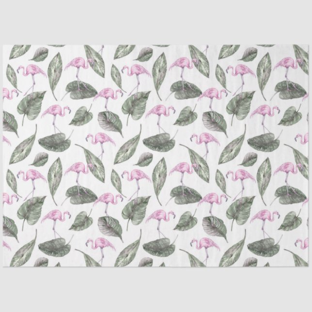 Papel De Seda Watercolor Flamingo Series Design 19 (Frente )