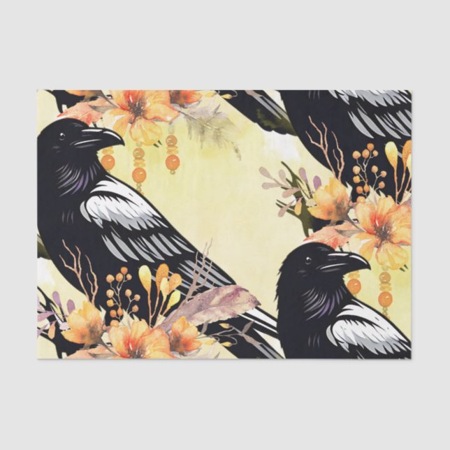 Papel De Seda Watercolor Flowers Floral Raven Botanicals (Frente )