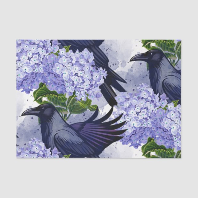 Papel De Seda Watercolor Flowers Floral Raven Botanicals (Frente )