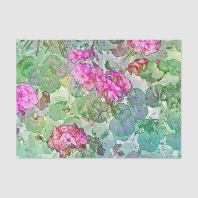 Papel De Seda Watercolor Geraniums (Frente )