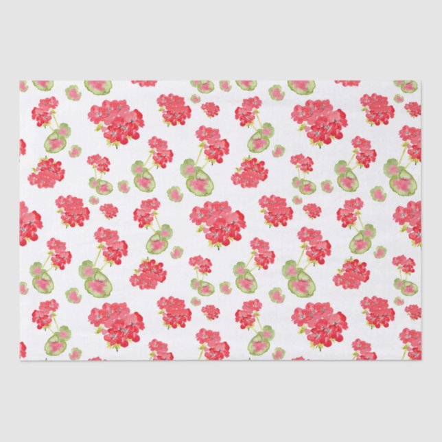 Papel De Seda Watercolor Geraniums Pattern (Frente )