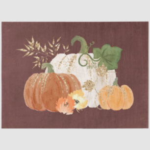Papel De Seda Watercolor Glitter Pumpkins Series Design 3