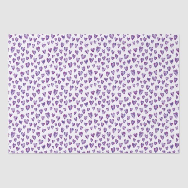 Papel De Seda Watercolor Love Heart Purple pattern (Frente )