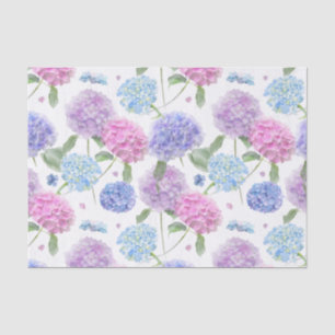 Papel De Seda Watercolor Mixed Garden Hydrangea Flowers