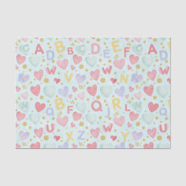 Papel De Seda Watercolor Nursery Alphabet & Hearts pattern