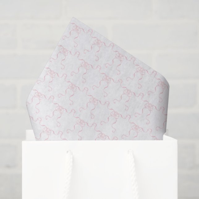 Papel De Seda Watercolor Pale Pink Bows (Sacola de presentes)