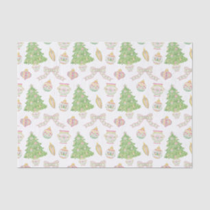 Papel De Seda Watercolor Pink Chinoiserie Árvore de Natal