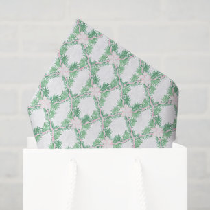 Papel De Seda Watercolor Pink e Green Christmas Garland
