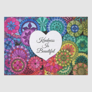 Papel De Seda Watercolor Rainbow Mandala Com Coração