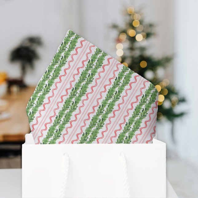 Papel De Seda Watercolor Red e Green Christmas Garland (Criador carregado)