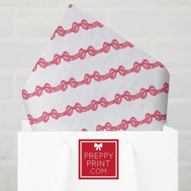 Papel De Seda Watercolor Red Polka Dot Bow Christmas (Criador carregado)