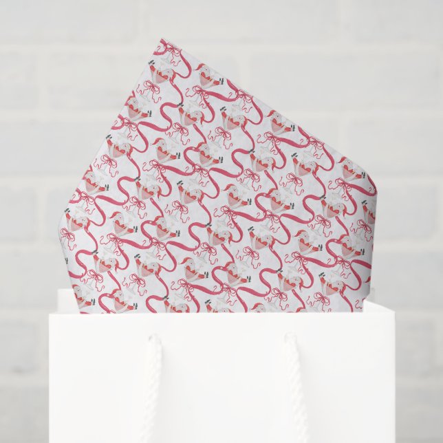 Papel De Seda Watercolor Santa Christmas Cocktail Party (Sacola de presentes)