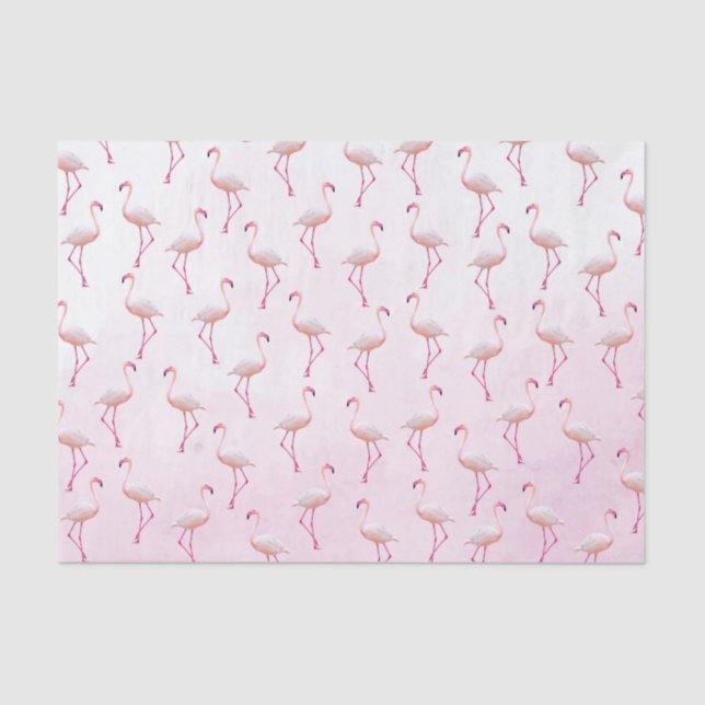 Papel De Seda Watercolor Summer Flamingo Pattern (Frente )