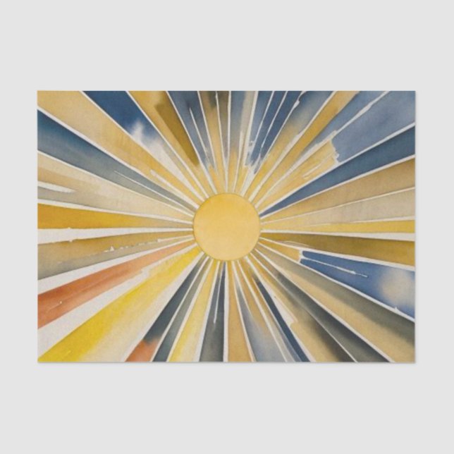 Papel De Seda Watercolor Sunburst Flare (Frente )
