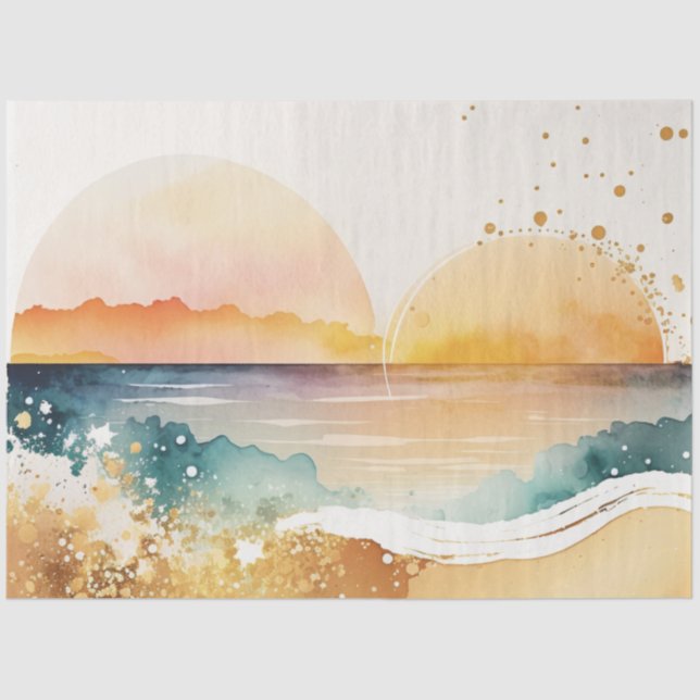 Papel De Seda Watercolor Sunset Series Design 7 (Frente )