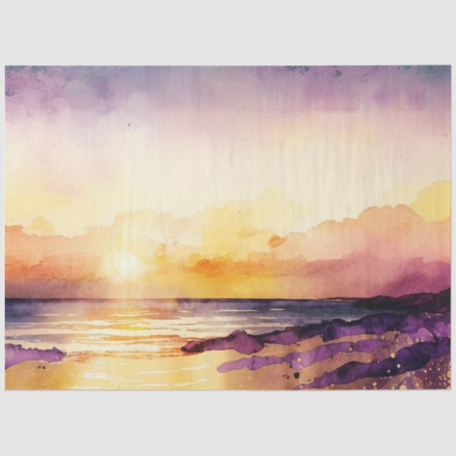 Papel De Seda Watercolor Sunset Series Design 8 (Frente )