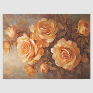 Papel De Seda Watercolor vintage sunset orange rosas Ingleses
