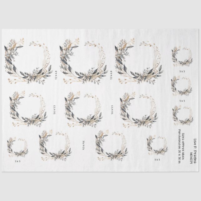 Papel De Seda Watercolor Wreath Greenerescência e Folhagem (Frente )