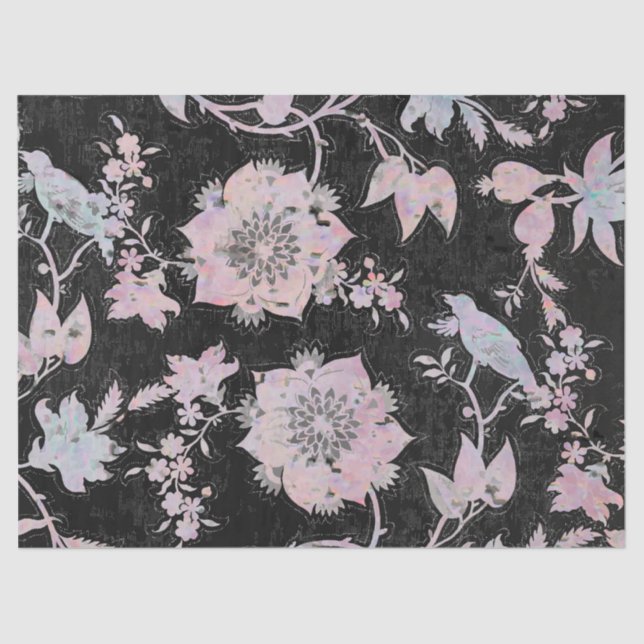 Papel De Seda Watercolours pink blue black elegant pattern  (Frente )