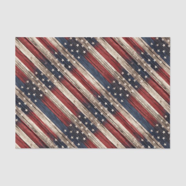 Papel De Seda Weathered Stars & Stripes Wood Flag (Frente )