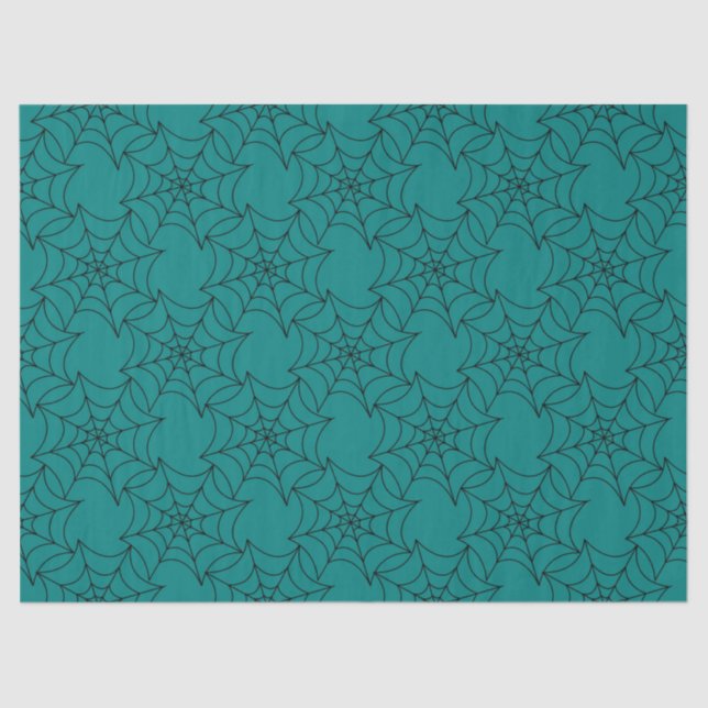 Papel De Seda Webs Black Spider na Decoupage do Teal (Frente )