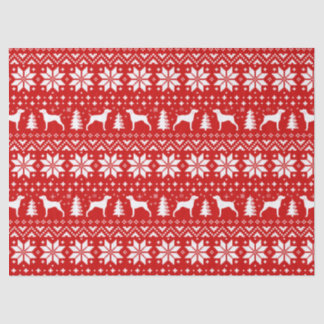 Papel De Seda Weimaraner Silhouettes Padrão de Natal Vermelho