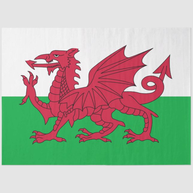 Papel De Seda Welsh Flag (País de Gales) (Welsh Dragon) (Frente )