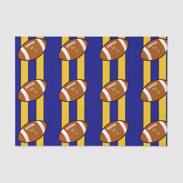 Papel De Seda West Virginia Football Blue e Dourado Pride (Frente )