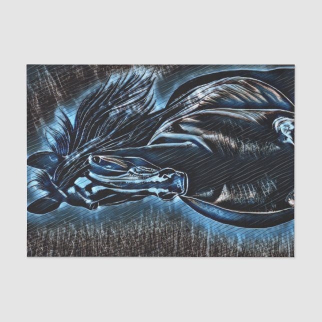 Papel De Seda Western Beaud Wild Mustang Blue Tones (Frente )
