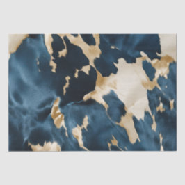Papel De Seda Western Blue Cream Dourado Cowboy Cowhide
