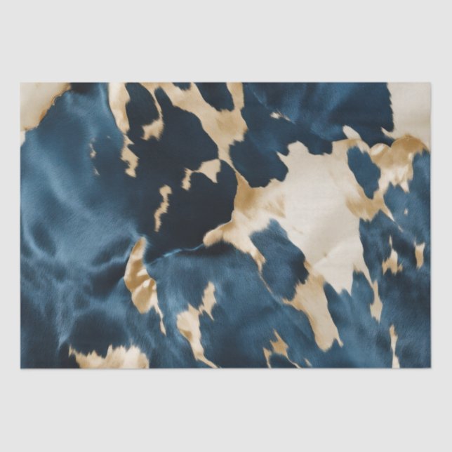 Papel De Seda Western Blue Cream Dourado Cowboy Cowhide (Frente )