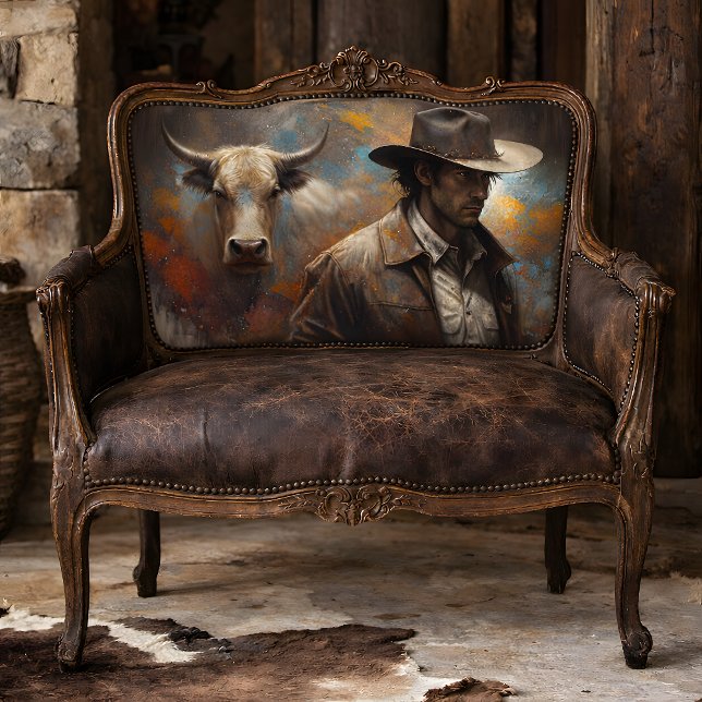 Papel De Seda Western Cowboy and Longhorn Art Decoupage (Western Cowboy and Longhorn Art Decoupage Tissue Paper Mockup)