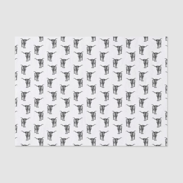 Papel De Seda Western Texas Longhorn Bull COR PERSONALIZADA (Frente )