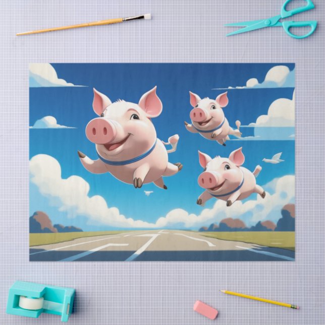 Papel De Seda When Pigs Fly Funny Winged Pigs (Arte )