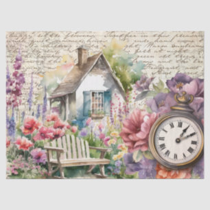 Papel De Seda Whimsic English Cottage House Flowers Watch