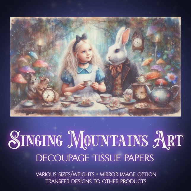 Papel De Seda Whimsical Alice Tea Party DIY Craft Decoupage (Criador carregado)